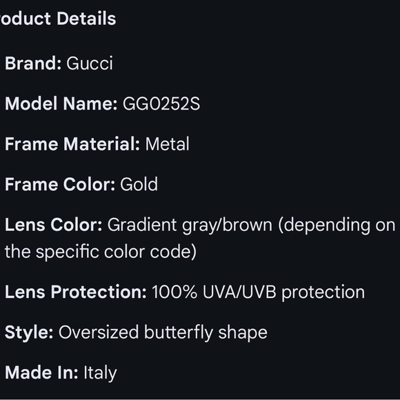 Gucci Gold Sunglasses with Gradient Brown Lenses - Picture 7 of 11